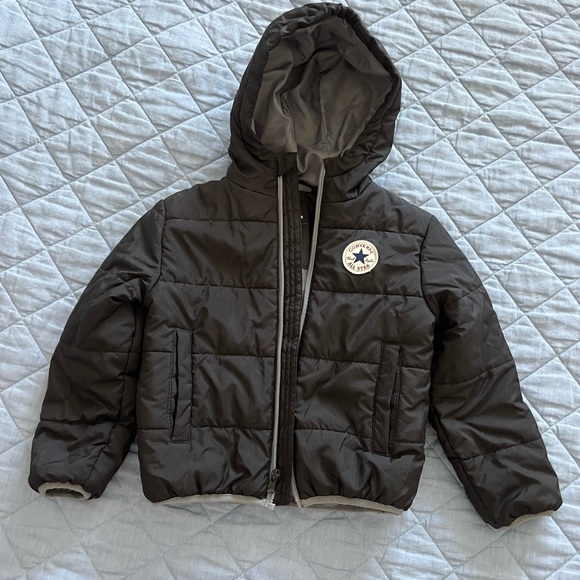 Converse Black Hooded Puffer Jacket - Picture 1 of 4